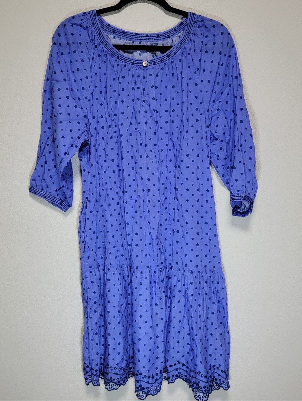 Gudrun Sjoden Lily Cotton Polka Dot Pint Pull Over Lagenlook Midi Dress - Picture 2 of 9